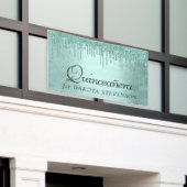 Dripping Mint Glitter | Aqua Blauwgroen Pour Quinc Spandoek (Buitenkant Gebouw)