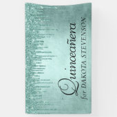 Dripping Mint Glitter | Aqua Blauwgroen Pour Quinc Spandoek (Verticaal)