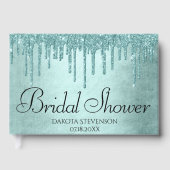 Dripping Mint Glitter | Aqua Blauwgroen smeltdouch Gastenboek (Voorkant)