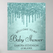 Dripping Mint Glitter | Aqua Blauwgroen smeltdouch Poster (Voorkant)