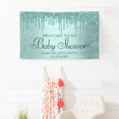 Dripping Mint Glitter | Aqua Blauwgroen smeltdouch Spandoek (Insitu)