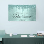 Dripping Mint Glitter | Aqua Blauwgroen smeltdouch Spandoek (Beurs)