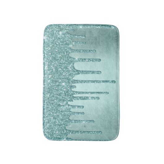 Dripping Mint Glitter | Aqua Blauwgroen smelten Po Badmat (Voorkant Verticaal)