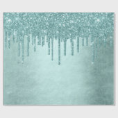 Dripping Mint Glitter | Aqua Blauwgroen smelten Po Cadeaupapier (Vlak)
