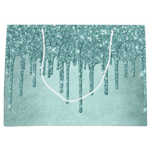 Dripping Mint Glitter | Aqua Blauwgroen smelten Po Groot Cadeauzakje (Voorkant)