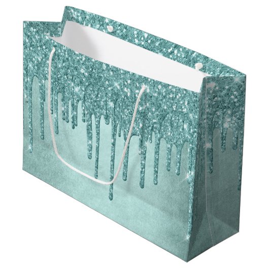 Dripping Mint Glitter | Aqua Blauwgroen smelten Po Groot Cadeauzakje (Voorkant Gekanteld)
