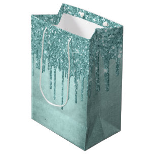 Dripping Mint Glitter   Aqua Blauwgroen smelten Po Medium Cadeauzakje