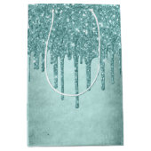 Dripping Mint Glitter | Aqua Blauwgroen smelten Po Medium Cadeauzakje (Voorkant)