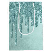 Dripping Mint Glitter | Aqua Blauwgroen smelten Po Medium Cadeauzakje (Achterkant)