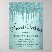 Dripping Mint Glitter | Aqua Blauwgroen Sweet Sixt Poster (Voorkant)