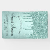 Dripping Mint Glitter | Aqua Blauwgroen Sweet Sixt Spandoek (Horizontaal)