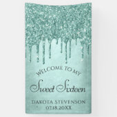 Dripping Mint Glitter | Aqua Blauwgroen Sweet Sixt Spandoek (Verticaal)