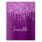 Dripping Paarse Glitter Glam Naam Notitieboek (Voorkant)