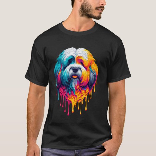 Dripping Paint Art Coton de Tulear T-shirt (Voorkant)