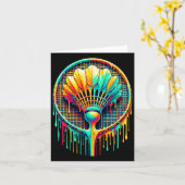 Dripping Paint Badminton Player Shuttle Racket Kaart (Gele Bloem)