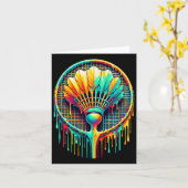 Dripping Paint Badminton Player Shuttle Racket Kaart (Gele Bloem)