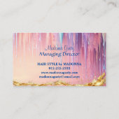 Dripping Pastel Roze Goud Monogram Haar Stylist Visitekaartje (Achterkant)
