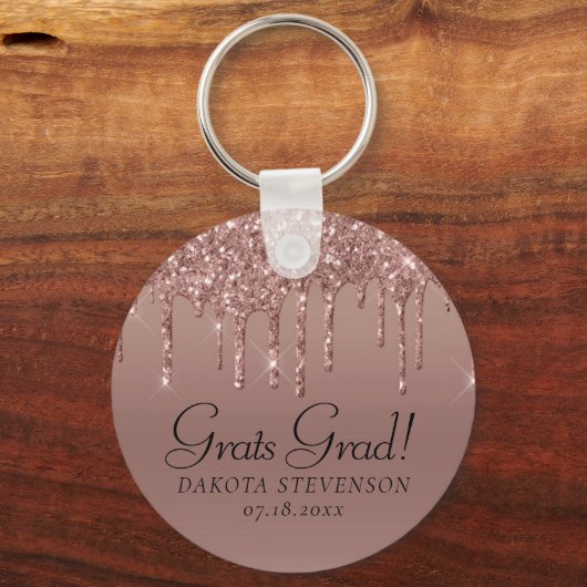 Dripping Peach Glitter | Terra Cotta Afstuderen Sleutelhanger (Voorkant)