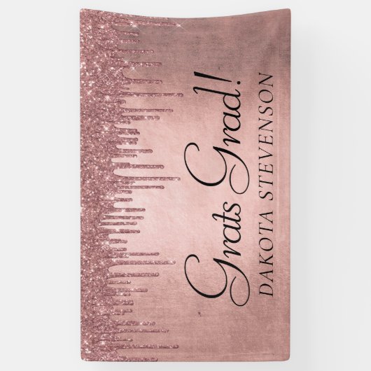Dripping Peach Glitter | Terra Cotta Afstuderen Spandoek (Verticaal)