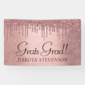 Dripping Peach Glitter | Terra Cotta Afstuderen Spandoek (Horizontaal)