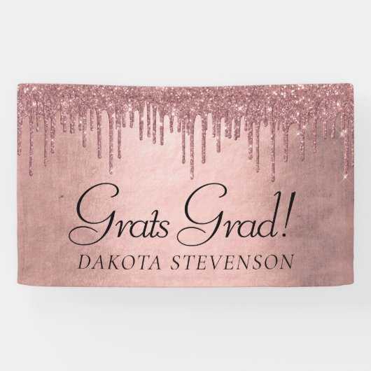 Dripping Peach Glitter | Terra Cotta Afstuderen Spandoek (Horizontaal)