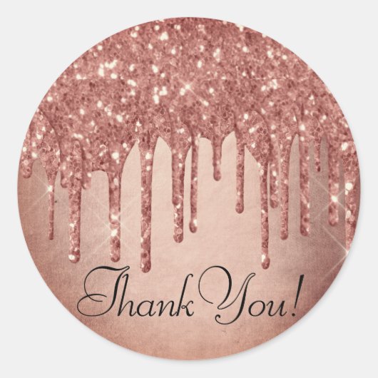 Dripping Peach Glitter | Terra Cotta Bedankt Ronde Sticker (Voorkant)