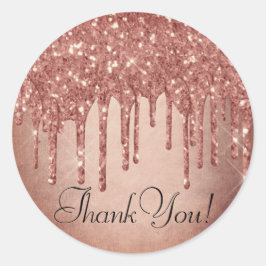 Dripping Peach Glitter | Terra Cotta Bedankt Ronde Sticker