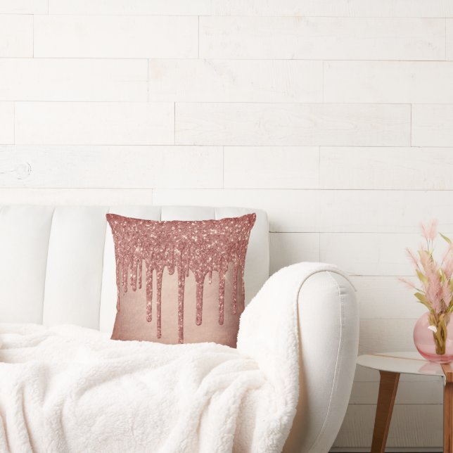 Dripping Peach Glitter | Terra Cotta Coral Sinaasa Kussen (Bank)