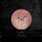 Dripping Peach Glitter | Terra Cotta Coral Sinaasa Ronde Klok