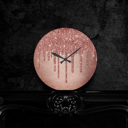 Dripping Peach Glitter | Terra Cotta Coral Sinaasa Ronde Klok