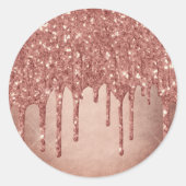 Dripping Peach Glitter | Terra Cotta Coral Sinaasa Ronde Sticker (Voorkant)