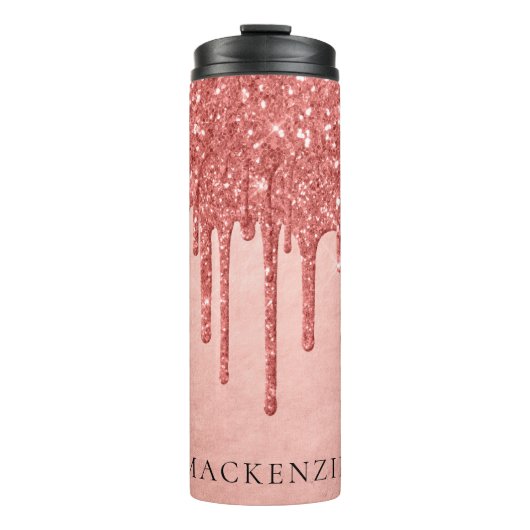Dripping Peach Glitter | Terra Cotta pour Monogram Thermosbeker (Voorkant)