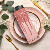 Dripping Peach Glitter | Terra Cotta pour Monogram Thermosbeker