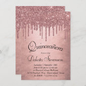 Dripping Peach Glitter | Terra Cotta Quinceanera Kaart (Voorkant / Achterkant)