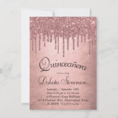 Dripping Peach Glitter | Terra Cotta Quinceanera Kaart (Voorkant)