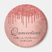 Dripping Peach Glitter | Terra Cotta Quinceanera Magneet (Voorkant)