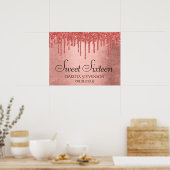 Dripping Peach Glitter | Terra Cotta Sweet Sixteen Poster (Keuken)