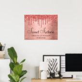 Dripping Peach Glitter | Terra Cotta Sweet Sixteen Poster (Thuiskantoor)