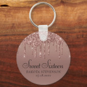 Dripping Peach Glitter | Terra Cotta Sweet Sixteen Sleutelhanger (Achterkant)