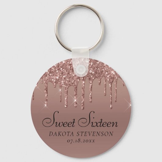 Dripping Peach Glitter | Terra Cotta Sweet Sixteen Sleutelhanger (Achterkant)