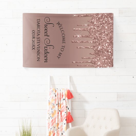 Dripping Peach Glitter | Terra Cotta Sweet Sixteen Spandoek (Insitu)