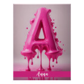 Dripping Pink Letter A - Customizable Name Poster  (Voorkant)