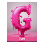Dripping Pink Letter G - Customizable Name Poster  (Voorkant)