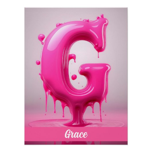 Dripping Pink Letter G - Customizable Name Poster (Voorkant)