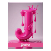 Dripping Pink Letter J - Customizable Name Poster (Voorkant)
