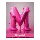 Dripping Pink Letter M - Customizable Name Poster  (Voorkant)