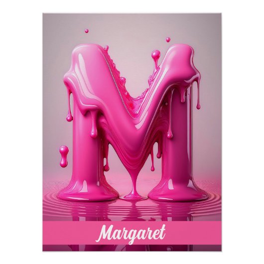 Dripping Pink Letter M - Customizable Name Poster (Voorkant)