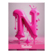 Dripping Pink Letter N - Customizable Name Poster  (Voorkant)