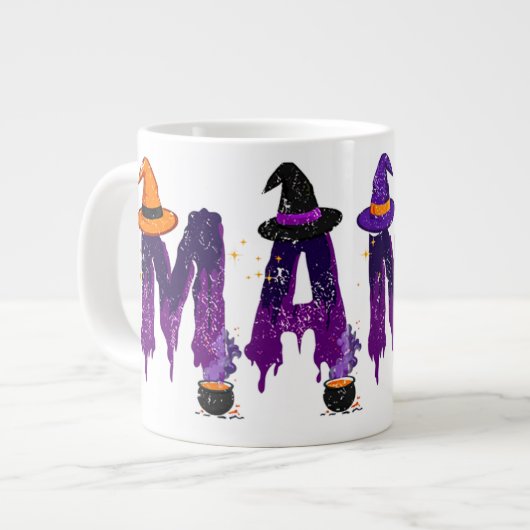 Dripping Purple and Black Mama Witch Hat and Pots Grote Koffiekop (Links)