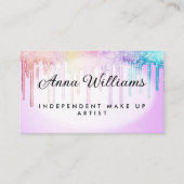 Dripping Rainbow Unicorn Paint op Bord Paarse Visitekaartje (Voorkant)